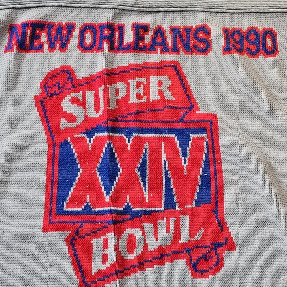 Vintage 1990 New Orleans Super Bowl XXIV NFL Denver Broncos Vs. 49ers Knit Throw